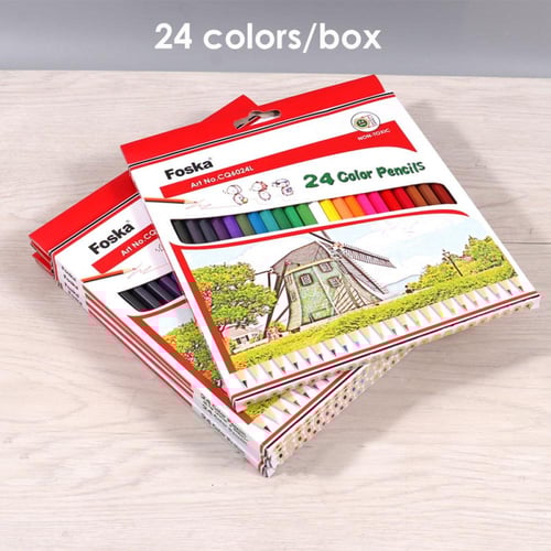 أقلام تلوين خشبية ملونة سداسية الشكل FOSKA بطول 7...