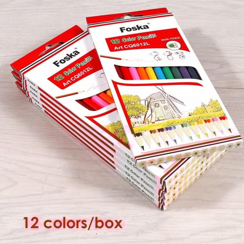 أقلام تلوين خشبية ملونة سداسية الشكل FOSKA بطول 7...