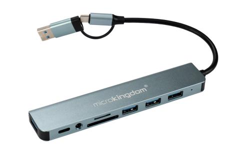 محطة توصيل Microkingdom متعددة المنافذ USB A-C 8 i...