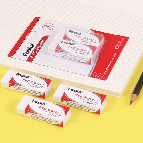 ممحاة أقلام رصاص مدرسية FOSKA بيضاء ناعمة مقاس 57...