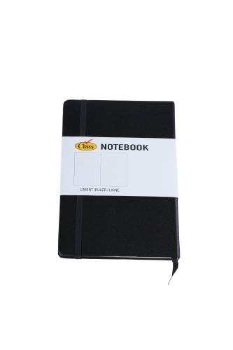 دفتر ملاحظات A5 بغلاف مقوى أسود - 96 ورقة