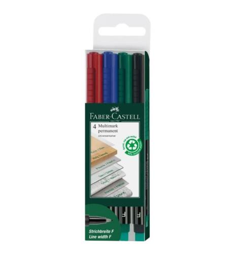طقم أقلام تحديد دائم FABER-CASTELL - رأس رفيع - 4...