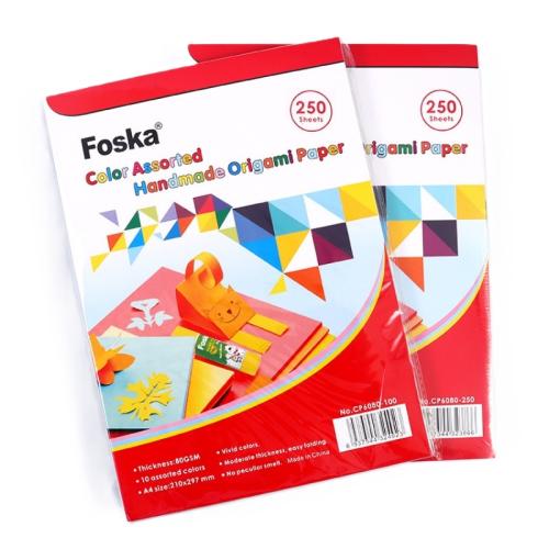 ورق أوريجامي ملون بألوان متنوعة FOSKA A4 80 GSM عد...