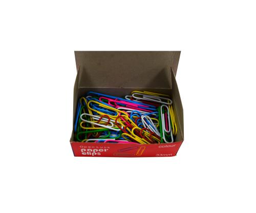 مشابك ورق ملونة مقاس 33 ملم بألوان متنوعة عدد 100