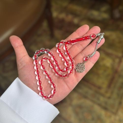 سبحة شفافة بكلايت طربزونة أحمر