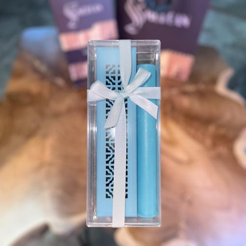 المبخرة الذكية + صندوق خشبي - مبخرة مربع لون أزرق