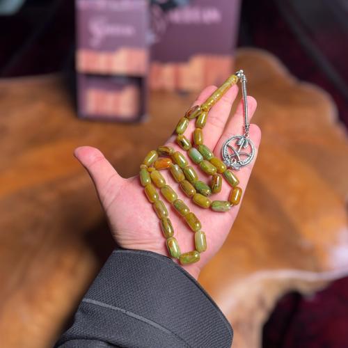 مسباح بكلايت أخضر معرق سيفين ونخلة