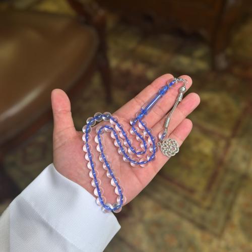 سبحة ازرق شفاف بكلايت طربزونة