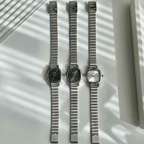 "ساعات نسائية عصرية بسيطة مربعة الشكل تناظرية سوار...