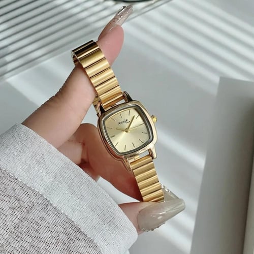 "ساعات نسائية عصرية بسيطة مربعة الشكل تناظرية سوار...