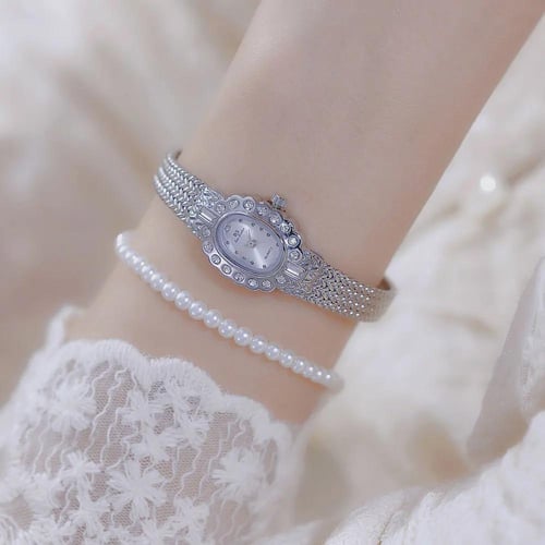 ساعة كوارتز ذهبية الماس ساعات يد للنساء الطلب الصغ...