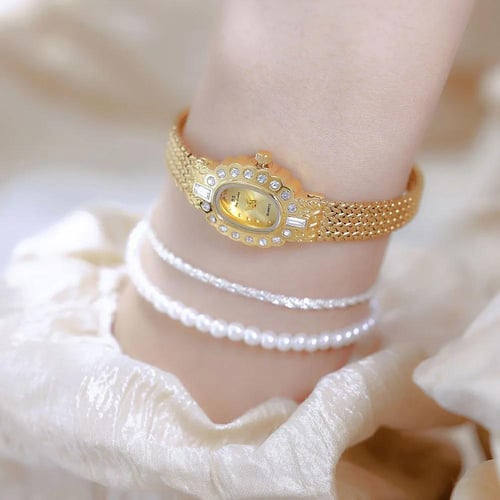 ساعة كوارتز ذهبية الماس ساعات يد للنساء الطلب الصغ...