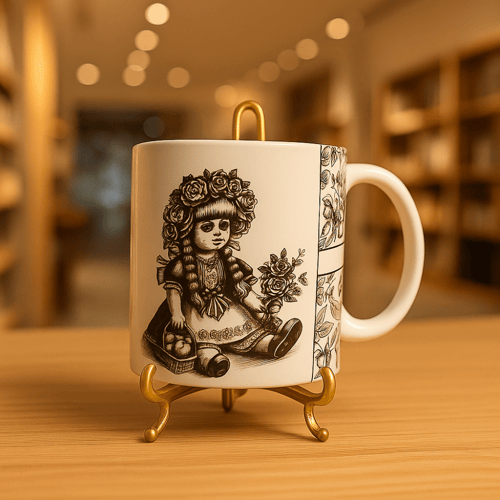 كوب فنتج كلاسيكي برسمة دمية أوروبية