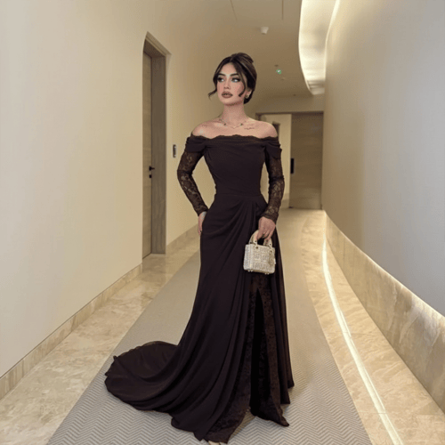 فستان ناعم بني الغامق