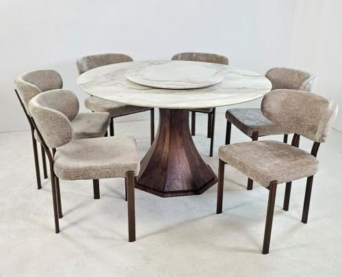 طاولة طعام رخام دائري 6 كراسي, موديل A-261