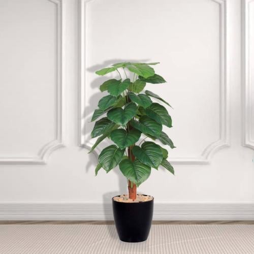 شجرة ورق قلب (ألوكاسيا) الاصطناعية كبيرة بمركن بلا...
