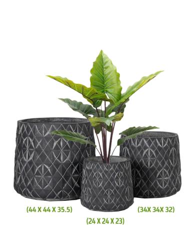 مجموعة أحواض نباتية من الخرسانة ذات نقش مميز - 3 أ...