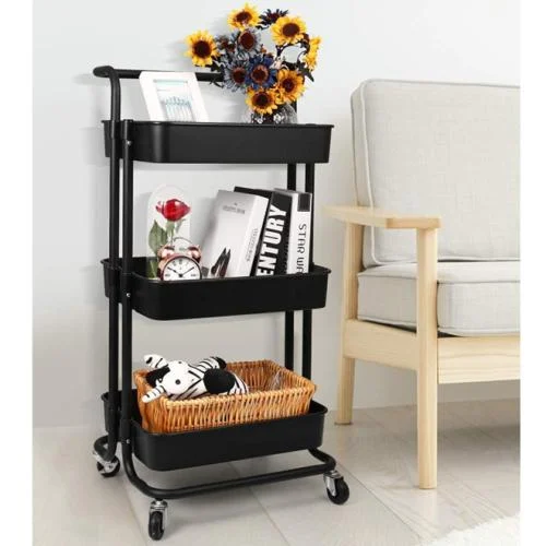 عربة تخزين بعجلات 3 طبقات – أبعاد 36*42*85 سم | مت...