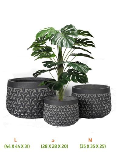 أحواض "الأشكال الهندسية" باللون الأسود - طقم من 3...