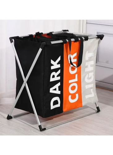 سلة غسيل قابلة للطي بثلاثة أقسام 64x38x58سم