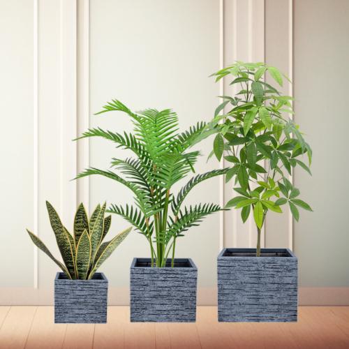 طقم أحواض مربعة "الشبكة المُتداخلة باللون الرمادي"