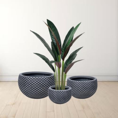 طقم أحواض "نسيج الرياح" باللون الرمادي من Drama Ho...