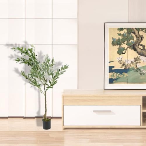 شجرة زيتون صناعية للزينة في أصيص أخضر/أسود 120سم