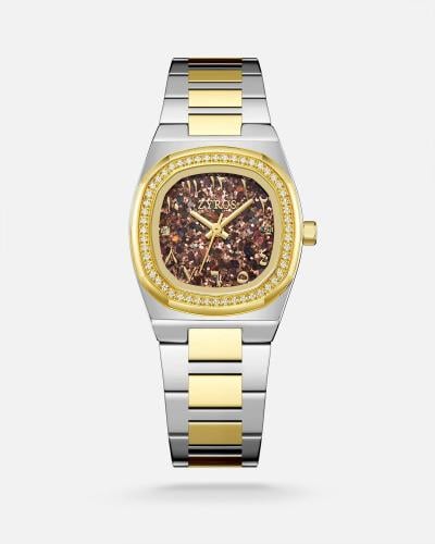 Women's stainless steel watch from Zeros with Arab...