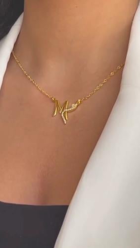 عقد حرفك وحرف من تحب مرصع بفصوص - متجر تفاصيل