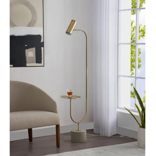 مصباح أرضي طويل معدني حديث مع رف