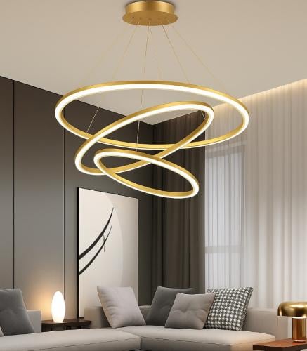 ثريا مودرن ثلاث حلقات إطار ذهبي قطر 80 سم+60 سم +4...