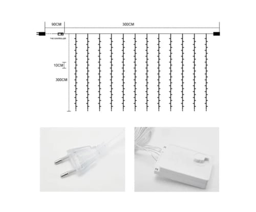 ستارة مضيئة طول 3 متر عرض 3 متر اصفر خارجي قابل لل...