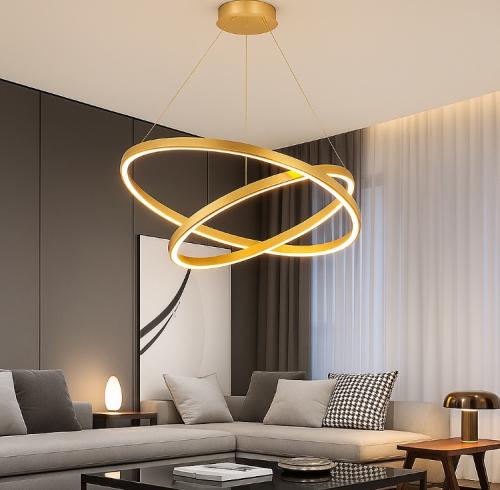 ثريا مودرن حلقتين إطار ذهبي قطر 60 سم +40 سم