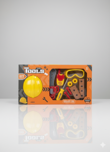 Small carpenter's tool set with safety helmet