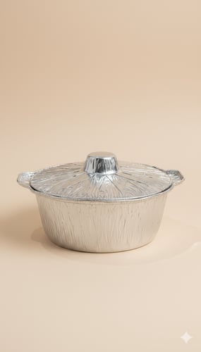 Deep aluminum pot, thick foil, round, for hot meals, very large size