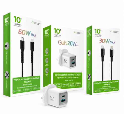 عرض Tenplus رأس شاحن جداري سريع 20W + سلكين شحن سريع