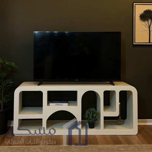 طاولة تلفزيون خشب ابيض