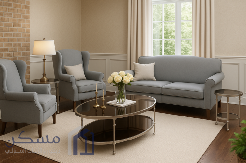 طقم طاولات حديد بسطح زجاج يتكون من 5 قطع