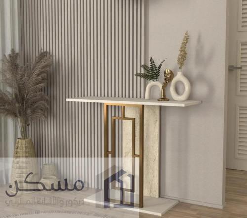 مدخل كونسول بشكل عصري مصنوع من بديل الرخام وقواعد...
