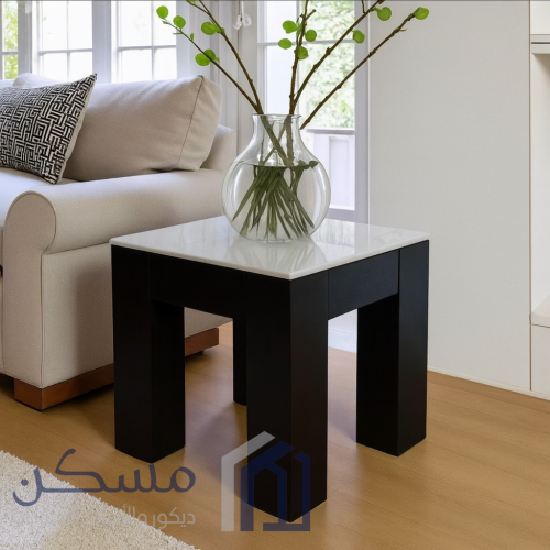 طاولة زاوية خشب سطح رخام طبيعي