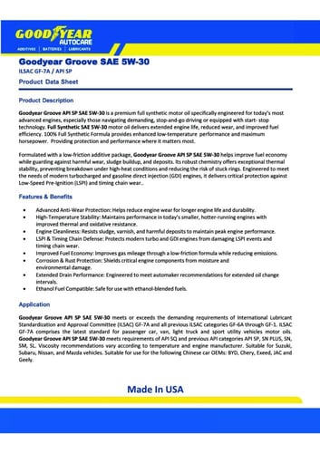 جوديير زيت محرك بنزين تخليقي بالكامل Goodyear Groo...