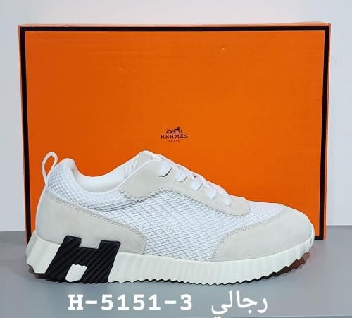 حذاء Hermès رجالي – تصميم رياضي فاخر باللون الأبيض