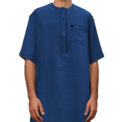 قميص كتان راقي نصف كم مطعم