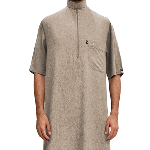 قميص كتان راقي نصف كم ياقة