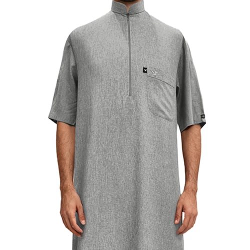 قميص كتان راقي نصف كم ياقة