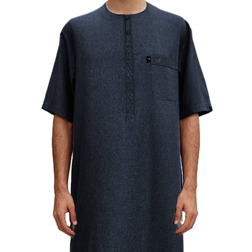 قميص كتان راقي نصف كم مطرز