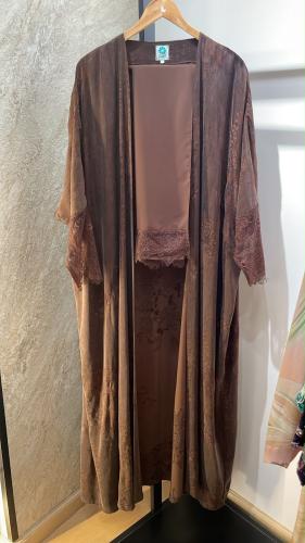 BROWN WASHED SILK WITH DNTEL