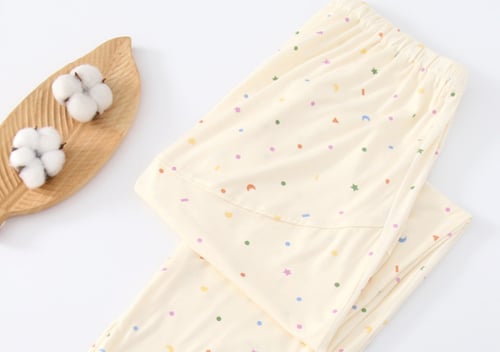 قميص+ بيجاما الأمومة من القطن المخلوط بتفاصيل أنيق...