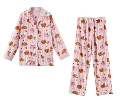 بيجاما بطبعات الكوكيز والقهوة اللذيذة من القطن الط...