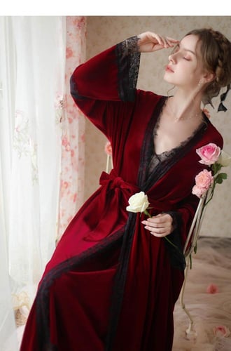 قميص مع روب أنثوي فاخر من المخمل الأنيق- 3 ألوان